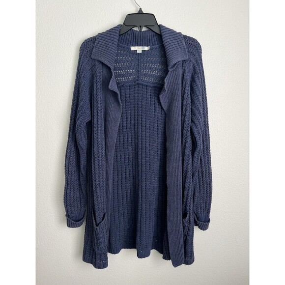 Boden Womens Long Sleeve Open Knit Duster Cardigan Sweater Heavy Blue Medium - Picture 1 of 7